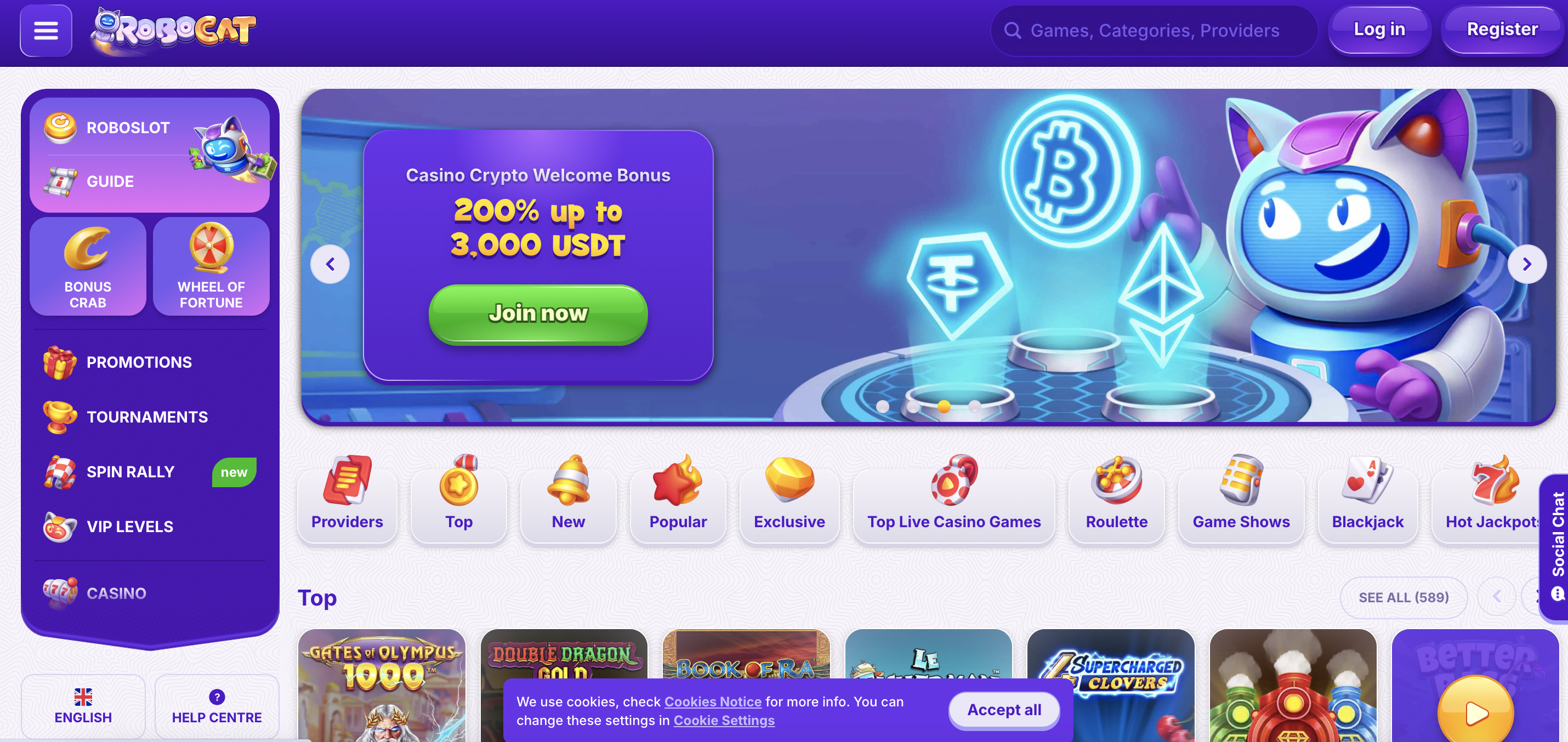 Robocat Casino main